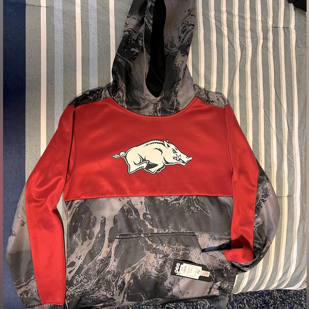 Arkansas Razorback boys hoodie cardinal/black